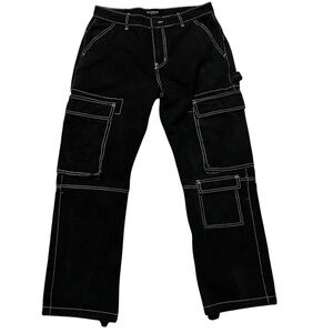 Victorious Men's Essential Contrast Stitch Baggy Utility Carpenter Pants DL1487